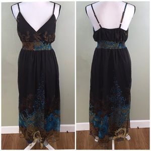 Signature JMD Brown Floral Maxi Dress Size L
